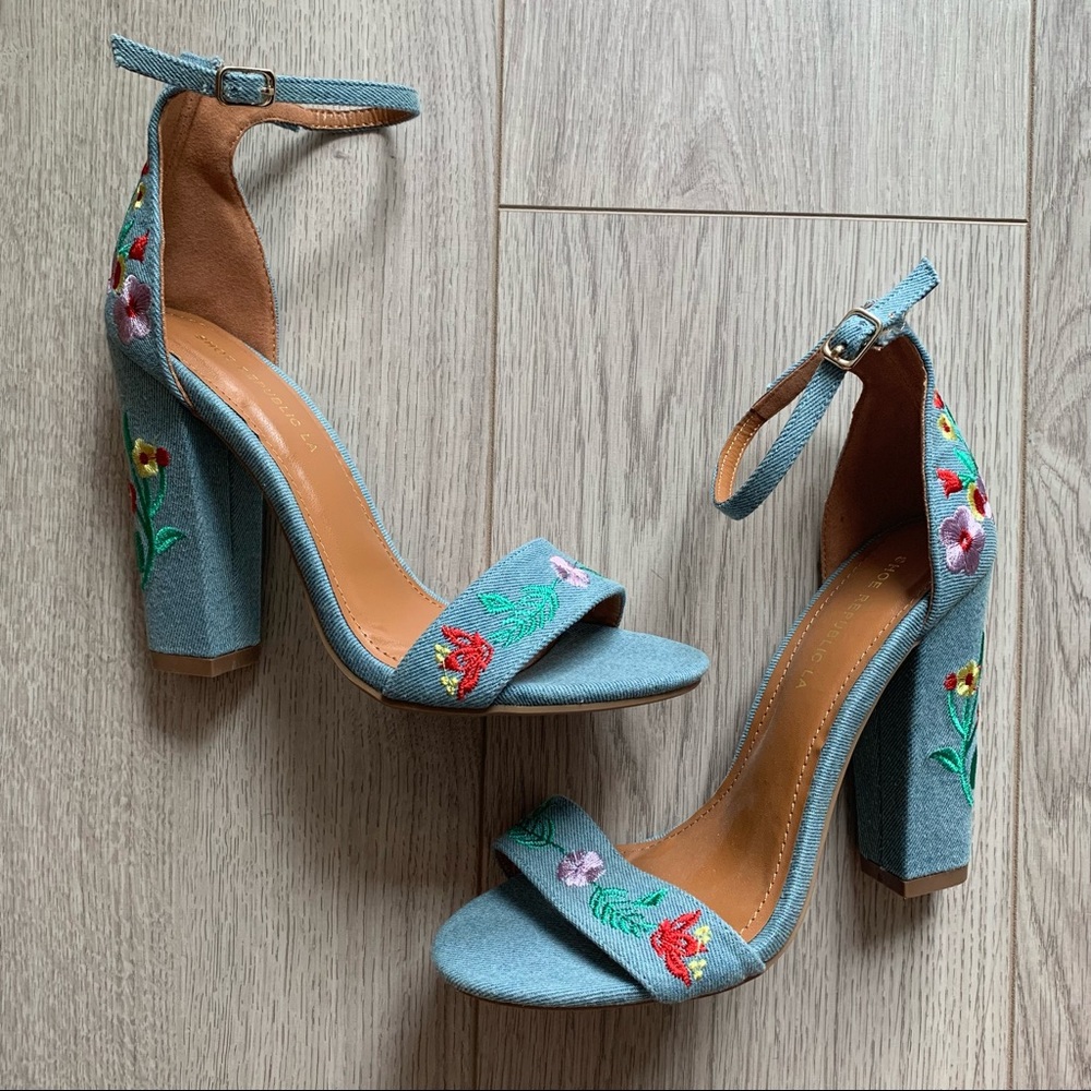 Denim Flower Heels